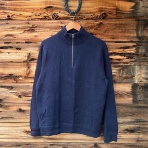 J. CREW | Re-Imagined 100% Cotton Men's Navy Half-Zip Sweater L
